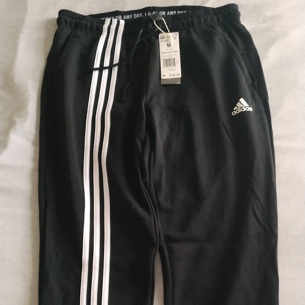 🆕adidas Women's Must Haves 3-Stripes Tapered Pants, Small - Black/White, Auth. - Picture 6 of 6